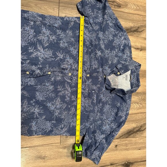 Izod Saltwater XL Mens All Over Pineapple SS Blue Hawaiian Button-Down Shirt 100 - Picture 4 of 10